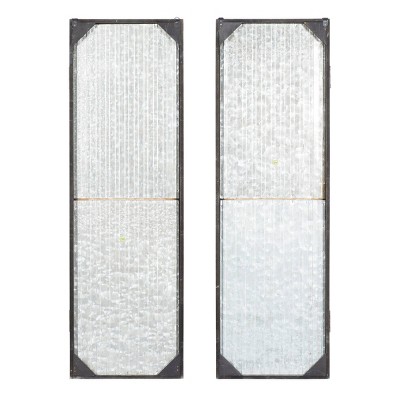 Rustic Silver Metal Barn Door Wall Decor Set - Farmhouse Style