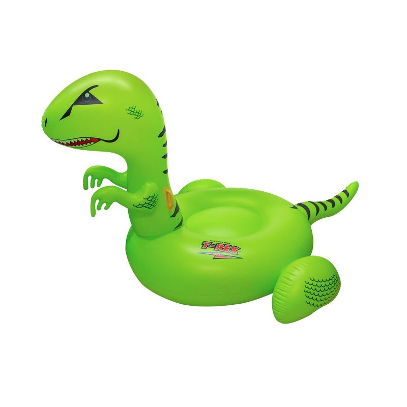 Swimline 78" Water Sports Inflatable Swimming Pool Giant T-Rex Ride-On 2-Person Raft Toy - Green/Black, 1 of 3