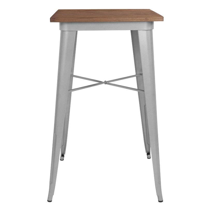 Flash Furniture 23.5" Square Metal Indoor Bar Height Table with Rustic Wood Top, 2 of 3
