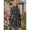 INSPIRE CHIC Women's Floral Long Sleeve Mock Neck Ruffle Layered Smocked Mini Dress - 2 of 4