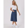 INSPIRE CHIC Womens' Stretchy High Waist Buttons Front Flowy Midi A-Line Skirts with Pocket - 3 of 4