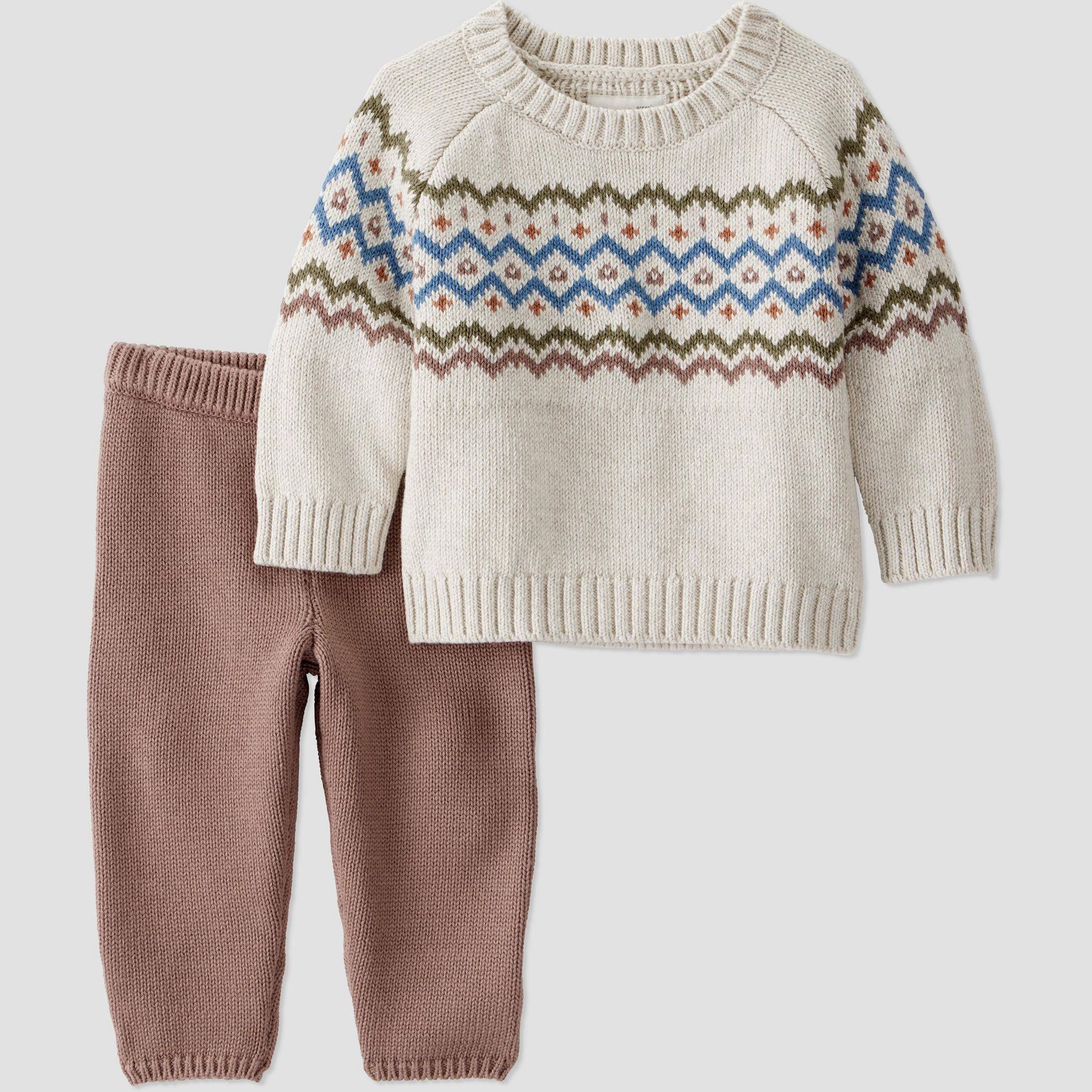 Little Planet By Carter's Organic Baby Boys' 2pc Sweater Set - Brown/Cream