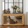 Lyngins Modern 2-Drawer Fluted Entryway Table with Storage, Wood Console Table, Minimalist Natural Wood Veneer Sofa Table for Hallway, Entryway - 3 of 4