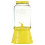 Gibson Home Chiara 2 Gallon Mason Cold Drink Dispenser with Yellow Metal Base and Lid