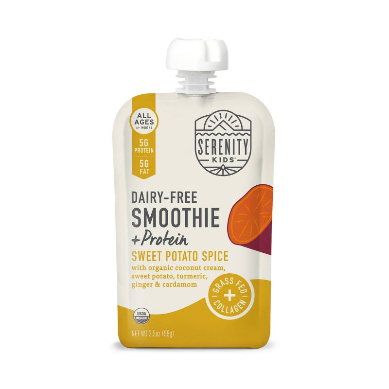 Serenity Kids Dairy Free Sweet Potato and Turmeric Smoothie + Protein Baby Meals - 3.5oz, 1 of 8