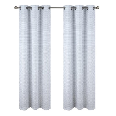 RT Designer Collection Barnet Jacquard 2 Pack Luxurious Modern Design Curtain Panel 36" x 84" Blue
