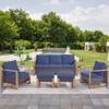 POCASSY 5PCS Outdoor Patio Furniture Set, Outdoor Sofa Couch Set with Patio Club Chairs and Ottomans, All Weather Wicker and Olefin Cushion Cover - 2 of 4