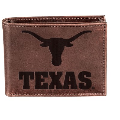 Evergreen NCAA Texas Longhorns Brown Leather Bifold Wallet Officially Licensed with Gift Box