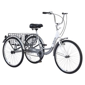 Aukfa 24" Adult Cruiser Trike With Large Rear Basket, Front And Rear Brakes and High-Strength Steel Frame, Unisex - 1 of 4
