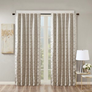 ChicFurnit Curtain Panel Marble Jacquard Total Blackout for Luxurious Living Spaces, Gray, 84"*50"*0.13" - 1 of 4
