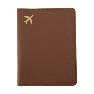 Unique Bargains Gold-stamped Airplane Pattern Passport Holder 1 Pc - 1 of 4