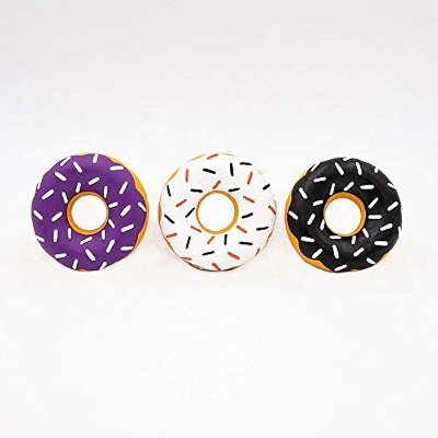 ZippyPaws Latex Donutz, Durable Dog Toy for Interactive Play, No Stuffing - Halloween Mini Donutz (3-Pack)