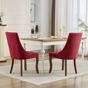 FONTOI Dining Chairs Set of 2 with Wide Seat, Comfy Upholstered Accent Chair with Curved Legs for Dining Room, Wine Red, 19.7"*37.5"*24.6" - 1 of 4