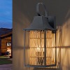 C Cattleya Modern Farmhouse Dusk-to-Dawn Outdoor Wall Lantern with Hand-woven Rattan Shade - 2 of 4