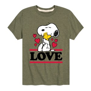 Boys' - Peanuts - Love Snoopy Woodstock Short Sleeve Graphic T-Shirt - 1 of 4