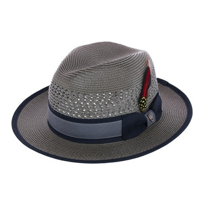 Richman Brothers Men's Polybraid Fedora Hat with Grossgrain Ribbon and Feather