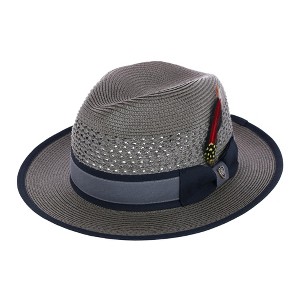 Richman Brothers Men's Polybraid Fedora Hat with Grossgrain Ribbon and Feather - 1 of 4