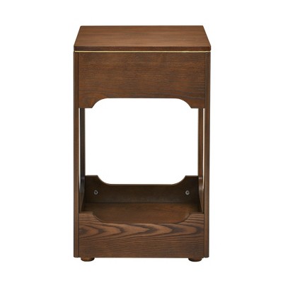 Lirago Walnut Lift Top Side Table 25.7"H x 15.8"D x 15.8"W Small Nightstand with Storage Shelf for Living Room Office