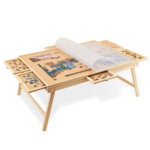 Jumbl Puzzle Board with Drawers, Foldable Legs & Cover - Wooden Jigsaw Puzzle Table - 1 of 4