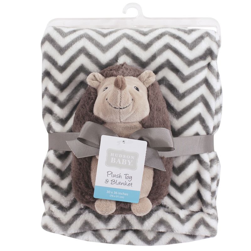 Hudson Baby Infant Plush Blanket with Toy, Hedgehog, One Size, 2 of 3
