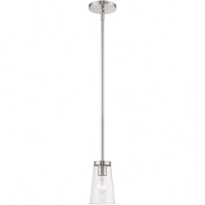 Brushed Nickel Mini Pendant with Clear Glass Shade