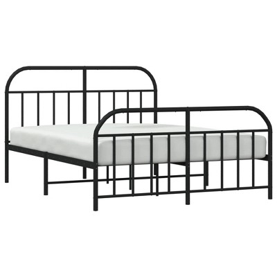vidaXL Robust Black Metal Bed Frame with Supportive Slats, Functional Headboard and Footboard