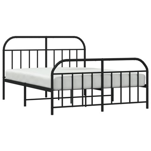 Vidaxl Robust Black Metal Bed Frame With Supportive Slats, Functional ...