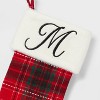 20" Plaid Monogram Christmas Holiday Stocking with Faux Fur Cuff Red/Green/White - Wondershop™ - 3 of 3