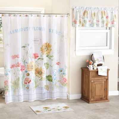 Farmhouse Floral Ceramic Shower Curtain Hooks Set of 12
