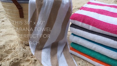 Pink and White Striped Cotton Beach Towels, 4-Pack