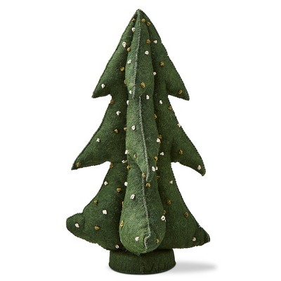 tagltd French Knot Wool Christmas Tree Decorations for Tabletop or Mantel Large 22.5 inch