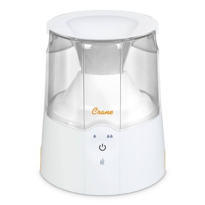 Compact White and Orange Warm Mist Humidifier with Steam Treatment