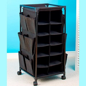 The Lakeside Collection Fashionable Rolling Shoe Storage Unit with Fabric Cubbies - 1 of 2