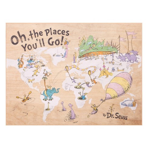 18 X24 Dr Seuss Colorful Characters Oh The Places You Ll Go World Map Stretched Canvas Wall Art Target