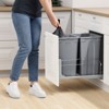 VEVOR Pull-Out Trash Can, 35 QT x2 Double Under Mount Kitchen Waste Container, Heavy Duty Garbage Recycling Bin, Gray - 2 of 4