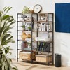 6-Tier Tall Bookshelf, Large Metal Shelf for Living Room, Rustic Brown and Black - 4 of 4