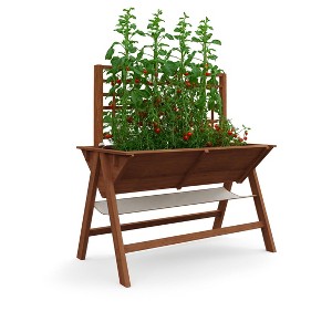 52x30x54 in Elevated Garden Bed with Legs, Tall Wooden Planter Box with Climbing Trellis, Outdoor Standing Raised Bed for Vegetables, Flowers, Herbs - 1 of 4