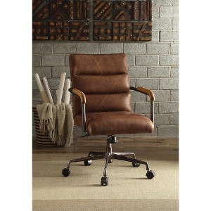 Vynxaria Harith Retro Brown Top Grain Leather Office Chair - 1 of 4