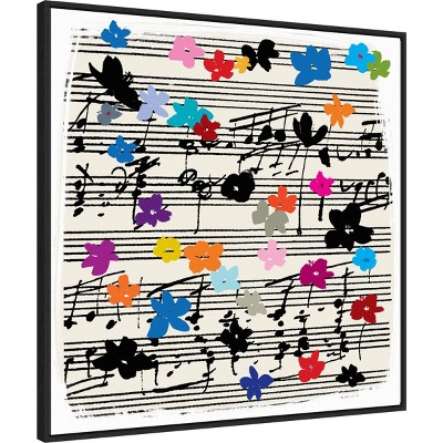 Floral Music Notes Multicolor Canvas Wall Art Print