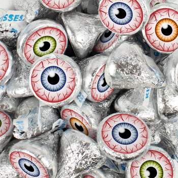 100 Pcs Halloween Party Candy Chocolate Hershey's Kisses by Just Candy (1lb) - Eyeballs