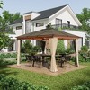 Outsunny 10' x 12' Hardtop Polycarbonate Gazebo Canopy, Aluminum Frame Pergola with Top Vent, Netting & Sidewalls for Garden, Patio, Khaki - 2 of 4