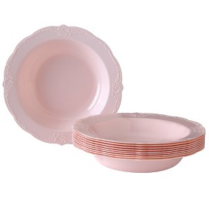 Silver Spoons Elegant Disposable Plastic Plates for Party, Heavy Duty Disposable Soup Plates, 12oz., (10 PC) - Vintage - 1 of 1