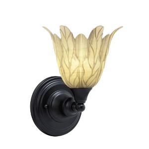 Toltec Lighting Any 1 - Light Sconce in  Matte Black with 7" Vanilla Leaf Shade - 1 of 1