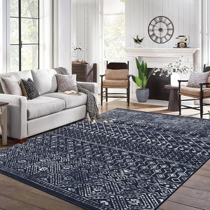 Bohemian Geometric Pattern Rug, Living Room Area Soft Rug, Foldable Machine Washable Rug, Low Pile Non-Slip Non-Linting, Rug, Bedroom, Home Office - 1 of 4