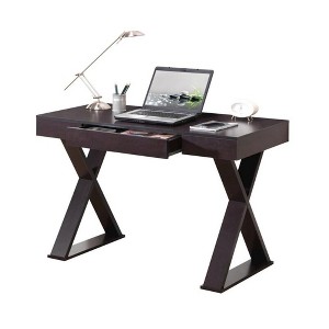 Espresso Brown Desk With Drawer, Modern Wood Table For Home Office Use - 1 of 4