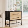 Drawers, Light Wood Bedside Table with Metal Legs, 2 Drawer Sofa Side Table, Rustic Storage Cabinet - 4 of 4
