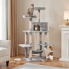 Yaheetech 59"H 4-Level Plush Cat Tree with Condos - Light Gray - 2 of 4