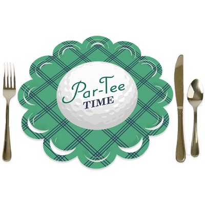Big Dot of Happiness Par-Tee Time - Golf - Birthday or Retirement Party Round Table Decorations - Paper Chargers - Place Setting For 12