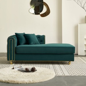 67" Comfy Chaise Lounge Chair,Velvet Chaise Sofa Tufted Back With 2Pcs Toss Pillows For Living Room,Bedroom,Apartment-Cuddlewood - 1 of 4