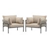 Modern Outdoor Lounge Chair, 36" Iron Lounge Chair with Rope Weave Design, Chairs with Iron Legs and PE Cushions-Coolbibila - 3 of 4